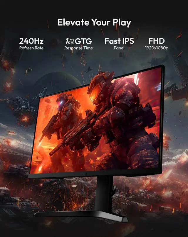 Alt view image 2 of 5 - Pixio PX279 Prime Neo 27 inch 240Hz Refresh Rate FHD 1080p Resolution Fast IPS Panel 1ms GTG Response Time Gaming Monitor with Adaptive Sync and Fully Adjustable Stand