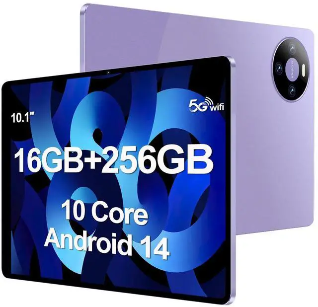 Main image of testlili Tablet 10.1 inch Android 14 Tablets, 16GB RAM 256GB ROM,16MP+32MP Camera,10 Core Tablet PC, Smart-K Dual Speakers, 2560 * 1600 HD Touch Screen,10000mAh, GPS, WiFi MIX4 (Purple)
