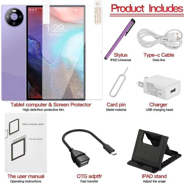 Alt view image 3 of 5 - testlili Tablet 10.1 inch Android 14 Tablets, 16GB RAM 256GB ROM,16MP+32MP Camera,10 Core Tablet PC, Smart-K Dual Speakers, 2560 * 1600 HD Touch Screen,10000mAh, GPS, WiFi MIX4 (Purple)