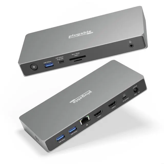 Main image of Plugable USB C Docking Station Dual Monitor, 11-in-1, USB4 40G 100W Laptop Charging Dock for Windows and Thunderbolt, 4K HDMI 2.1 upto 120Hz, 2.5Gbps Ethernet, SD Reader, 20W USB-C Charging Driverless