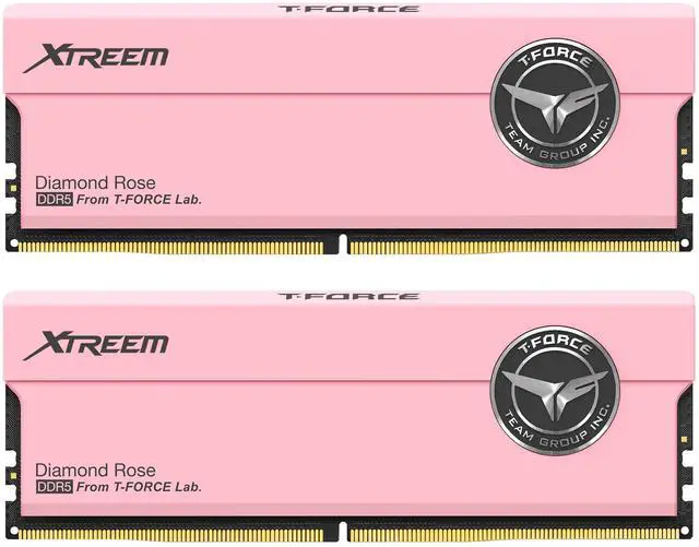 Main image of TEAMGROUP T-Force XTREEM DDR5 Ram 48GB (2x24GB) 7200MHz PC5-57600 CL34 M-DIE Desktop Memory Module Ram for 600 700 Series Chipset XMP 3.0 Ready Pink FFPD548G7200HC34ADC01