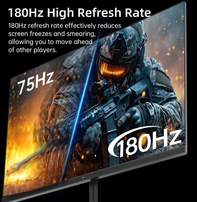 Alt view image 2 of 5 - KTC 24 Inch 180Hz Gaming Monitor, 2K QHD Fast IPS PC Gaming Monitor, 1440p 1ms Computer Monitor 144Hz, G-Sync and FreeSync Compatibility, HDR Support, HDMI Displayport, VESA, Q24T09