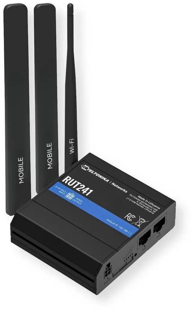 Main image of Teltonika RUT241098000 Model RUT241 Industrial 4G LTE Cellular Router, 4G LTE Wi-Fi Router, US Version, Works with Verizon AT&T T-Mobile, Automatic WAN Failover with Auto Switching, Advanced VPN