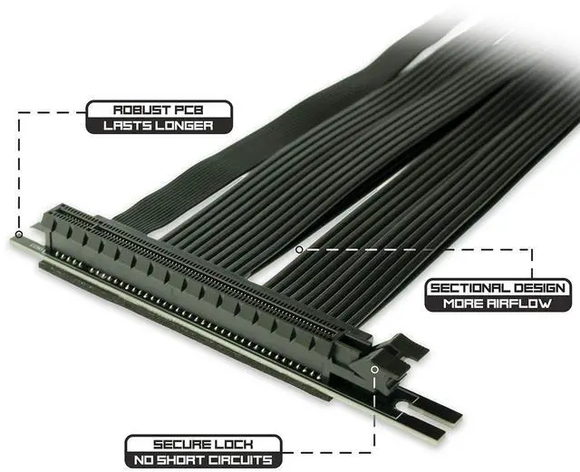 Alt view image 4 of 5 - LINKUP [300 cm PCIE 3.0 16x Shielded Extreme High-Speed Riser Cable PCI Express Port Extension Card90 Degree Socket