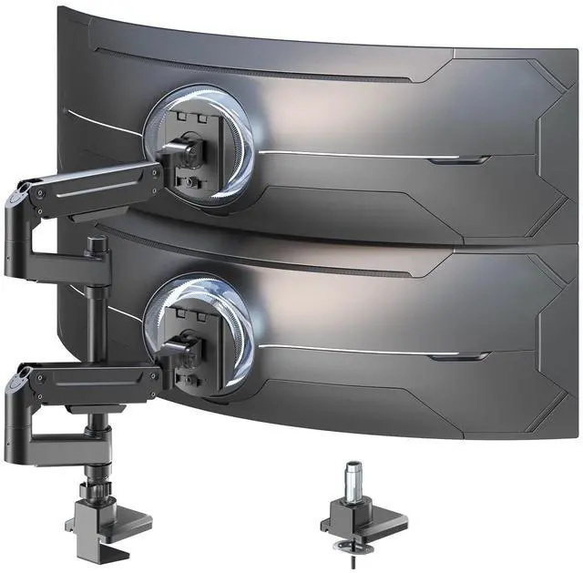 Main image of Dual Monitor-Arm Heavy-Duty for 17-49-inch Screens - Premium Vertical Stacked Dual Monitor Arm Desk Mount for Ultrawide Screens up to 44lbs, Fully Adjustability, VESA 75/100 mm, Black