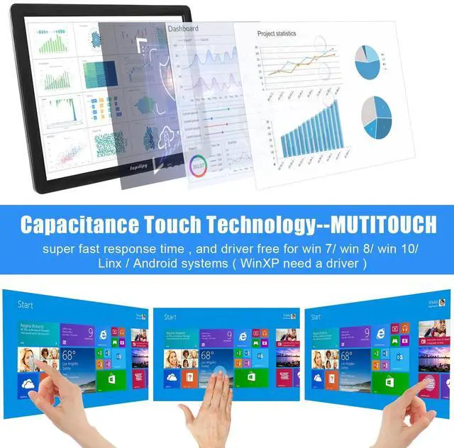 Alt view image 2 of 5 - Suprlipy 17 Inch Touch Screen Monitor 1280x1024 Support HDMI VGA AV USB BNC, 10 Points Capacitive Touch TFT LED Monitor for Laptop PC Xbox PS5/PS4 Switch POS Systems Built-in LounSpeakers