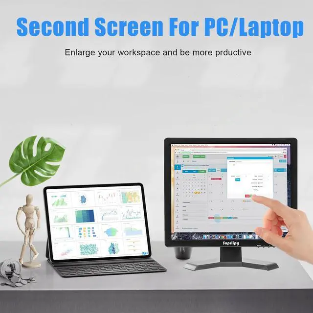 Alt view image 3 of 5 - Suprlipy 17 Inch Touch Screen Monitor 1280x1024 Support HDMI VGA AV USB BNC, 10 Points Capacitive Touch TFT LED Monitor for Laptop PC Xbox PS5/PS4 Switch POS Systems Built-in LounSpeakers