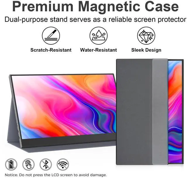Alt view image 3 of 5 - UFYQL 15.6-Inch Portable Touchscreen Monitor, 1080P FHD IPS Display with Magnetic Case, HDMI & USB-C Plug-and-Play, External Monitor for Laptop, Phone, Xbox, Switch, PS4/5 (15.6" Touchscreen Monito)