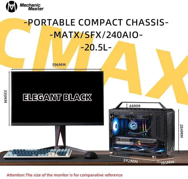 Alt view image 2 of 5 - Mechanical Master C+Max Desktop Compact with Handle - MATX case,Specially Designed for Longer GPUs, Supporting 240 AIO and ATX14cm/SFX PSU, Multi-Function Bracket (HDD/Fan) (Elegant Black)