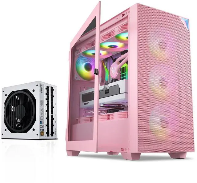 Main image of Vetroo E-ATX Full Tower PC Case Built-in ARGB LED Strip Pre-Installed ARGB & PWM FDB Fan with 1000W Power Supply 80 Plus Gold Full Modular ATX 3.0 Japanese 105°C Capacitors