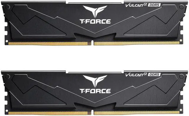 Main image of TEAMGROUP T-Force Vulcan Alpha DDR5 Ram 64GB Kit (2x32GB) 6000MHz (PC5-48000) CL38 Desktop Memory Module Ram AMD Optimized Memory Black FLABD564G6000HC38JDC01