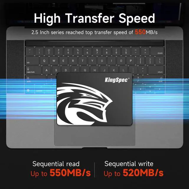 Alt view image 2 of 5 - KingSpec 4TB 2.5 SSD SATA III Internal - 550MB/s Read, 520MB/s Write with 3D NAND Flash, for Laptop & Desktop PC Upgrade