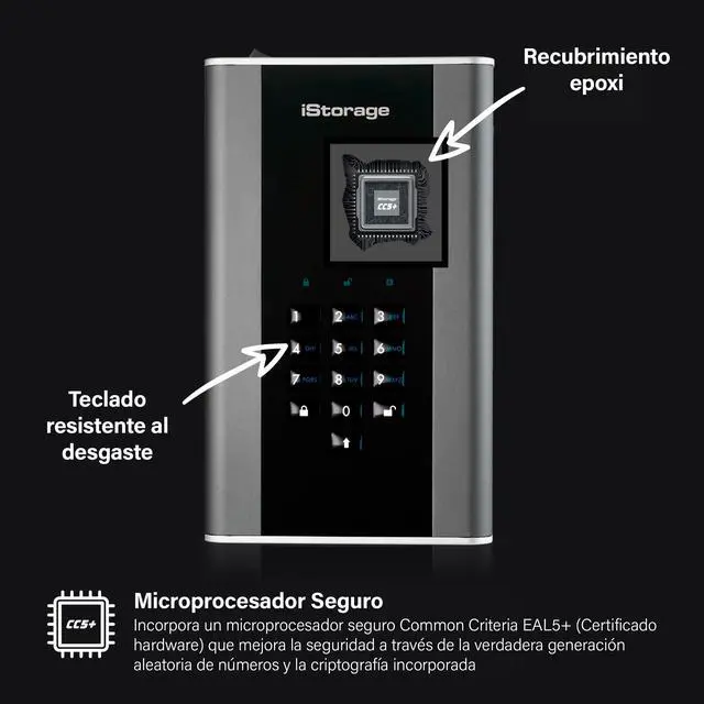 Alt view image 3 of 5 - iStorage diskAshur DT2 256-bit 2TB | FIPS Level 3 Certified | Secure encrypted Desktop Hard Drive | Password Protected