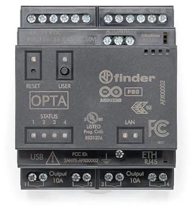 Alt view image 2 of 5 - Arduino Opta WiFi [AFX00002]  Industrial IoT Controller with Wi-Fi Connectivity, Digital I/O, Analog Inputs, and Modbus Support for Automation and Control Systems
