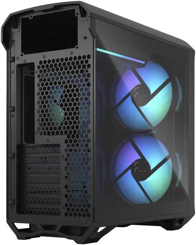 Alt view image 3 of 5 - Fractal Design Torrent Compact RGB Black - Light Tint Tempered Glass Side Panels - Open Grille for Maximum air Intake - Two 180mm RGB PWM Fans Included - Type C - ATX Airflow Mid Tower PC Gaming Case