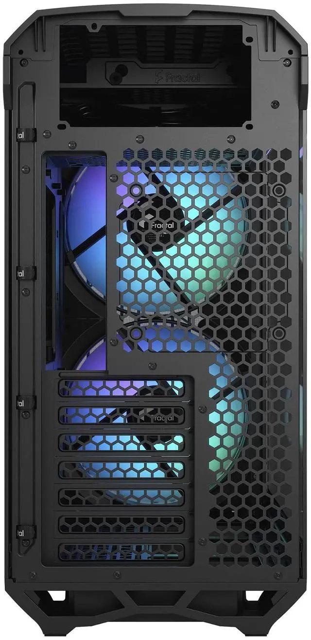 Alt view image 4 of 5 - Fractal Design Torrent Compact RGB Black - Light Tint Tempered Glass Side Panels - Open Grille for Maximum air Intake - Two 180mm RGB PWM Fans Included - Type C - ATX Airflow Mid Tower PC Gaming Case