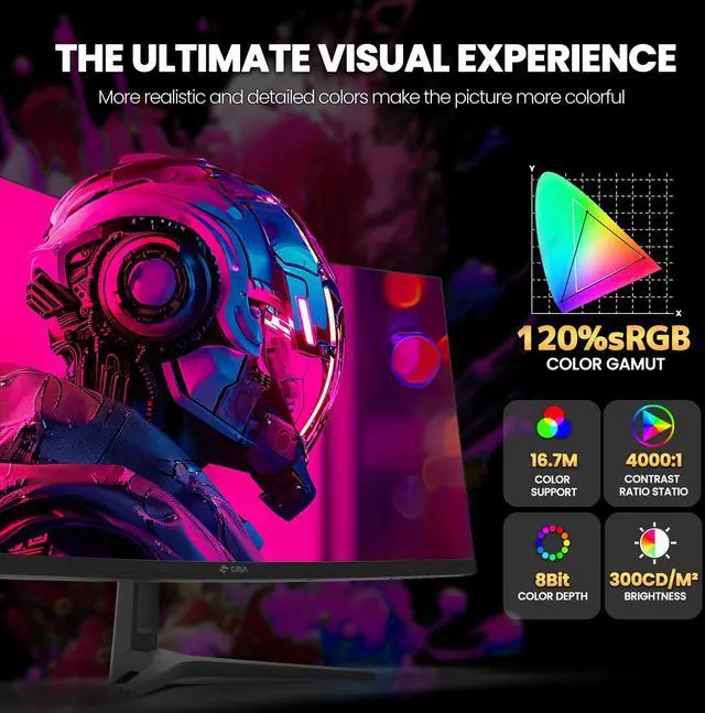 Alt view image 5 of 5 - CRUA 34Inch Ultrawide Gaming Monitor, WQHD(3440 * 1440P) 144Hz/165Hz Curved Monitor,120% sRGB, Computer Monitor That Supports AMD Freesync, Wall Mountable Installs(HDMI, DP)-Black