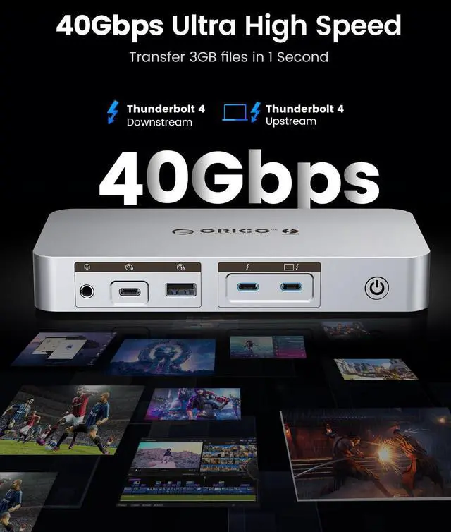 Alt view image 2 of 5 - ORICO Thunderbolt 4 Dock,40Gbps 12-in-1 HUB Docking Station Support Single 8K/Dual 4K and Daisy Chain Expansion,Compatible HDMI/DP Port,SD/TF Slots Ideals for Media Editor-TB4