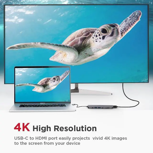 Alt view image 5 of 5 - Gigastone [4K HDMI USB C Hub] 7-in-1 Multiport Adapter with PD 100W Thunderbolt Docking Station