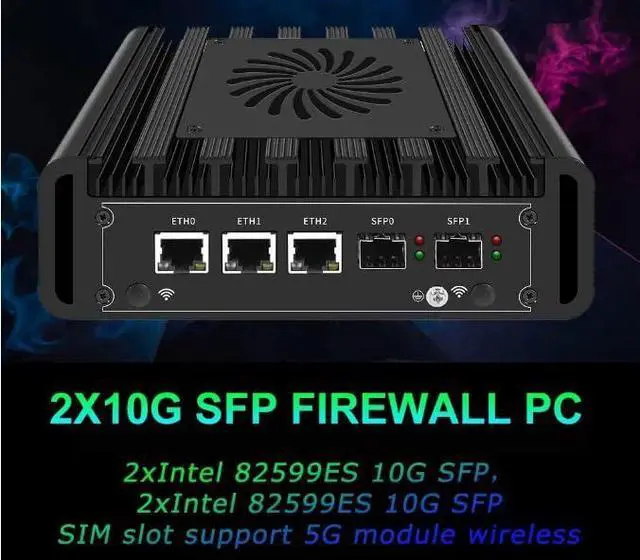 Alt view image 5 of 5 - Mini PC N100 Firewall Hardware Intel 82599ES 2 x 10GbE SFP+, 3 x i226V 2.5GbE LAN OPNsense Appliance,AES-NI, 2HD, SIM Card Slot, M.2 WiFi Slot,NO RAM NO SSD