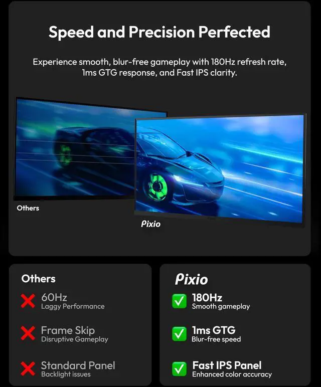 Alt view image 3 of 5 - Pixio PX277 Prime Neo 27 inch 180Hz Refresh Rate QHD 1440p Resolution Fast IPS Panel 1ms GTG Response Time Gaming Monitor with Adaptive Sync and Fully Adjustable Stand