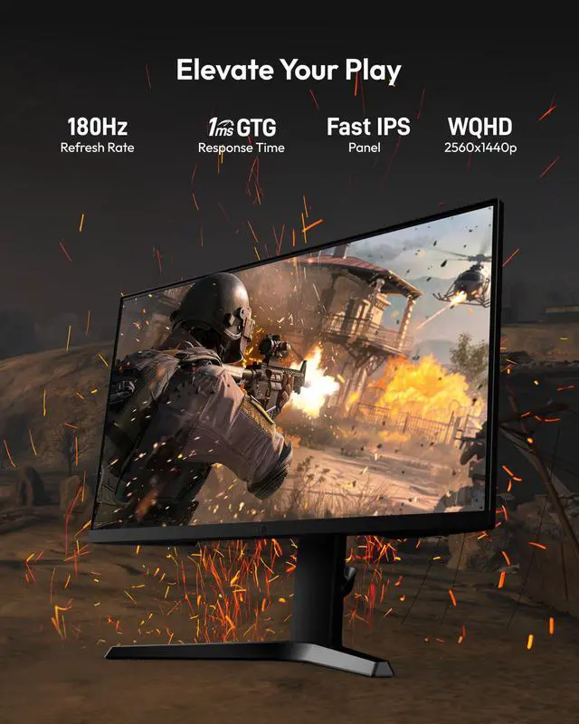 Alt view image 2 of 5 - Pixio PX277 Prime Neo 27 inch 180Hz Refresh Rate QHD 1440p Resolution Fast IPS Panel 1ms GTG Response Time Gaming Monitor with Adaptive Sync and Fully Adjustable Stand