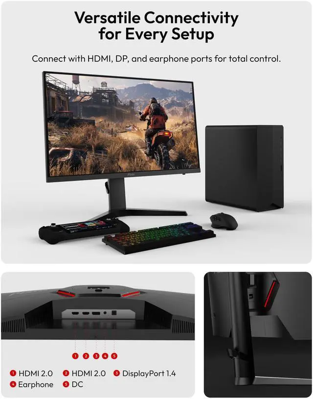 Alt view image 4 of 5 - Pixio PX277 Prime Neo 27 inch 180Hz Refresh Rate QHD 1440p Resolution Fast IPS Panel 1ms GTG Response Time Gaming Monitor with Adaptive Sync and Fully Adjustable Stand