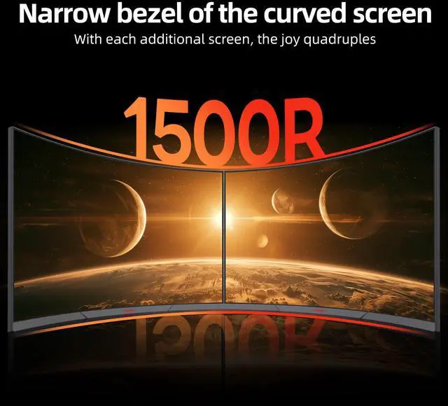 Alt view image 3 of 5 - KOORUI 27" Curved Gaming Monitor,180Hz QHD 1440P Computer Monitor, 1ms R1500 VA Display, HDR10,90% DCI-P3, Adaptive Sync, VESA Compatible,Tilt Adjustable 27E6QCA