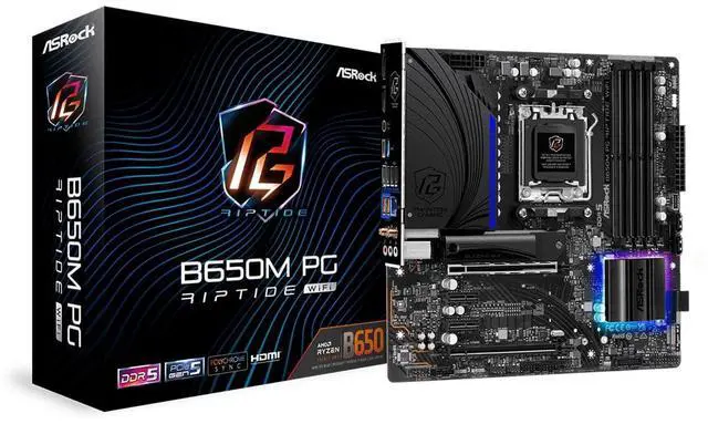 Main image of ASRock B650M PG Riptide WiFi AMD Socket AM5 Ryzen 7000 Series Processors Motherboard
