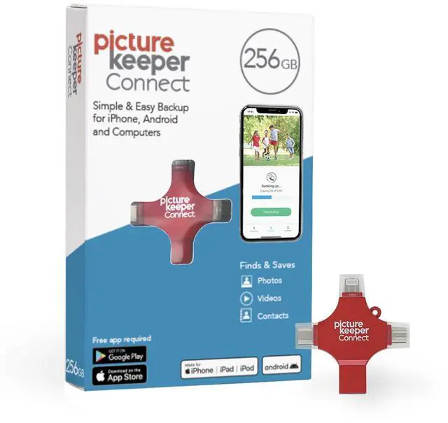 Main image of Picture Keeper Connect for iPhone, Android, USB-C, PC & Mac - 256GB USB Stick Backup for Photos, Videos, Contacts, Flash Drive Memory Backup, External Storage Thumb Drive - 256GB, Berry