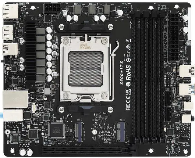 Alt view image 4 of 5 - ASRock DeskMeet X600 Barebone Kit - AM5, Ryzen 9000/8000/7000, DDR5-7200+, PCIe 4.0 x16, Dual M.2 (Gen5+Gen4), USB4, 500W PSU, 8L Compact (No CPU/RAM/Storage)
