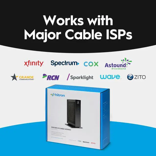 Alt view image 2 of 5 - Hitron CODA56 Multi-Gigabit DOCSIS 3.1 Modem | 2.5 Gbps Max Internet Speeds | Certified with Xfinity, Charter Spectrum, Cox | 10x Faster Than DOCSIS 3.0 | 2.5 Gbps Ethernet Cable Modem ONLY