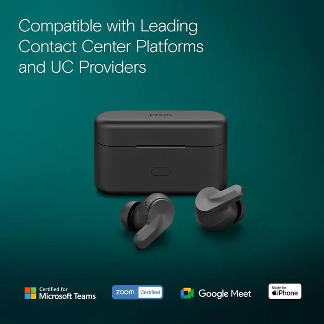 Alt view image 4 of 5 - EPOS ADAPT E1 True Wireless Earbuds Black - Hybrid ANC, Multi-Point Bluetooth, Microsoft Teams & Made for iPhone Certified, 50H Battery, Wireless Charging, Semi Open, USB C Dongle IPX5 Water Resistant