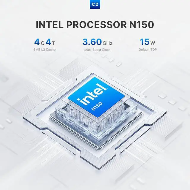 Alt view image 4 of 5 - origimagic C2 Mini PC with Twin Lake-N150 (Up to 3.6GHz) /12GB DDR5 512GB M.2 NVMe SSD, Mini Computerss Support USB 3.2/WiFi 5/BT-5.0/Triple Display/Mini Desktop for Home, Business, Education