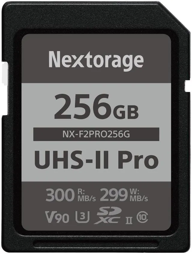 Main image of Nextorage 256GB SDXC UHS-II V90 SD Card Japanese Brand pSLC Max. Write Speed 299MB/s Max. Read Speed 300MB/s 4K Recording F2PRO Series NX-F2PRO256G SDXC Card for Digital Camera