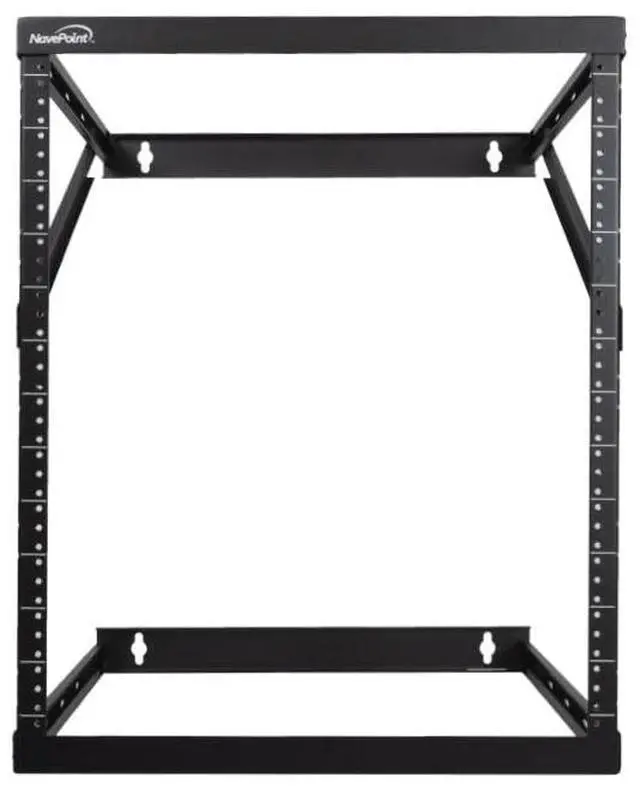 Main image of NavePoint 8U, 12U, 22U Height Expandable 2 Post Wall Mount Rack - Adjustable Server Rack for 19 Inch Standard IT Equipment - Wall Mount Rack 17.5" Deep, Black