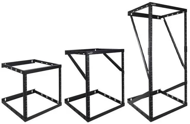 Alt view image 5 of 5 - NavePoint 8U, 12U, 22U Height Expandable 2 Post Wall Mount Rack - Adjustable Server Rack for 19 Inch Standard IT Equipment - Wall Mount Rack 17.5" Deep, Black