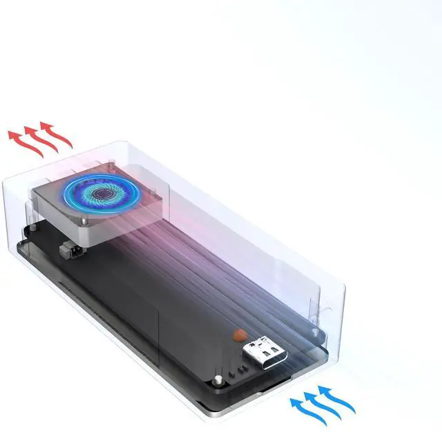 Alt view image 4 of 5 - TB5 80Gbps& USB Dual-Protocol M.2 NVMe SSD Enclosure, USB4 v2.0 Compatible with Thunderbolt 5/ TB4/ USB4/ USB3.2/ USB3.0/ USB2.0, Max Transfer Rates Over 7000MB/s Under TB5 Mode
