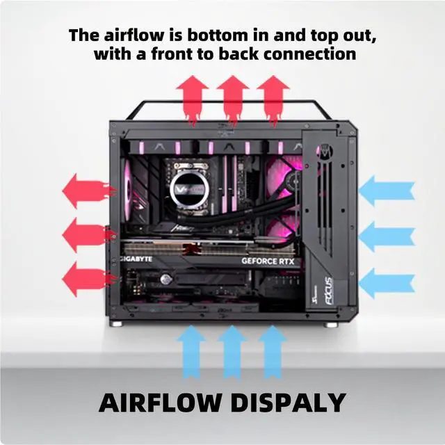 Alt view image 3 of 5 - Mechanic Master C34Pro Compact Desktop PC Case with Carry Handle | 360mm AIO Support, ATX/E-ATX (27cm Width), Long GPU Compatibility, Modular Design & Switchable 5-Slot Mode(Moonlight Silver)