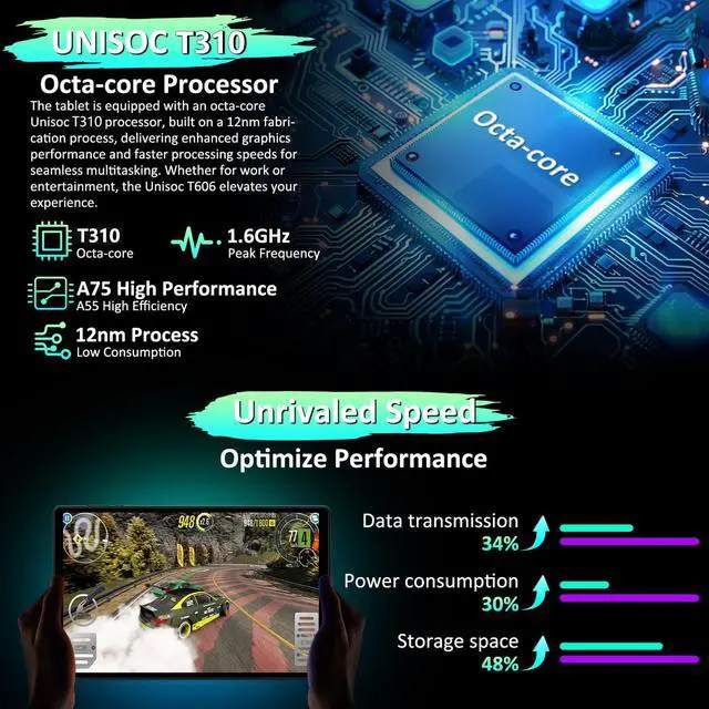 Alt view image 4 of 5 - POWMUS 2025 Latest Android 14 Tablets,10 Inch Tablet with 24GB RAM 128GB ROM Expand 1TB,8000mAh Battery, FHD LCD Screen,Support 5G WiFi/BT5.0/GPS, 2 in 1 Android Tablet with Keyboard Gray