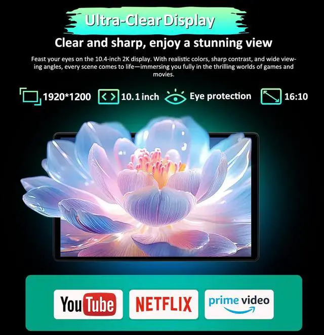 Alt view image 5 of 5 - POWMUS 2025 Latest Android 14 Tablets,10 Inch Tablet with 24GB RAM 128GB ROM Expand 1TB,8000mAh Battery, FHD LCD Screen,Support 5G WiFi/BT5.0/GPS, 2 in 1 Android Tablet with Keyboard Gray