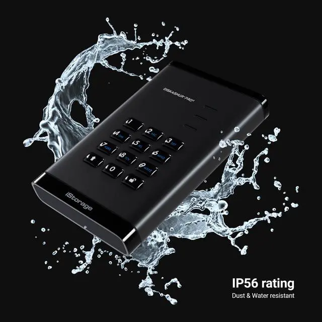Alt view image 2 of 4 - iStorage diskAshur PRO3 HDD 500GB - Secure Portable Hard Drive - FIPS Level 3 Certified - Password Protected - Dust/Water-Resistant - Hardware encryption