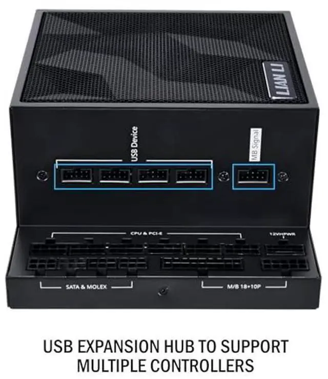 Alt view image 3 of 5 - Lian Li Edge Series-1300W Full Modular Power Supply-80 Plus Platinum-ATX 3.0, 3.1-PCIE 5.1-L-Shape Design for Dual Chamber Case-120mm FDB Fan-Supports up to 4X USB Devices-Black (EG1300BE.US)