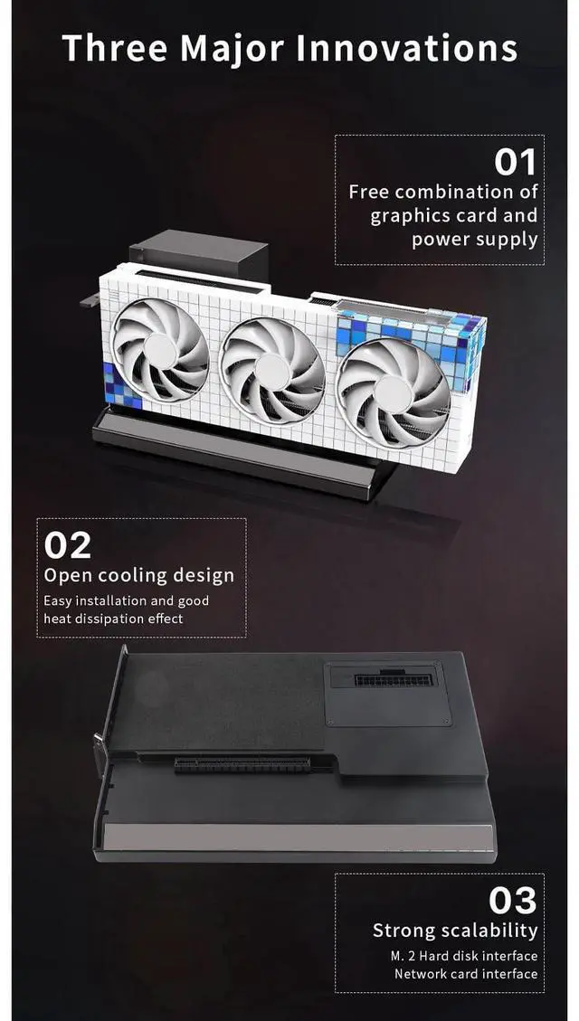 Alt view image 3 of 5 - USB4.0 40Gbps External GPU Dock Station, Thunderbolt 3/4 GPU Enclosure Compatible with M.2 Nvme SSD 1000Mbps RJ45 GPU Enclosure Laptop GPU Enclosure Docking Station for OS X 10.13.4 Later