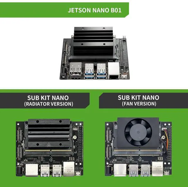 Alt view image 3 of 5 - Jetson Nano Kit with SD Slot,Based on N-VIDIA Jetson Nano SOM onboard 16GB EMMC for AI Machine Learning(Fan Cooling)