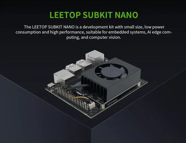 Alt view image 5 of 5 - Jetson Nano Kit with SD Slot,Based on N-VIDIA Jetson Nano SOM onboard 16GB EMMC for AI Machine Learning(Fan Cooling)