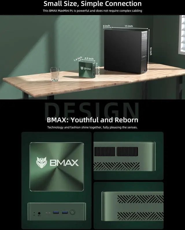 Alt view image 4 of 5 - Bmax B6 Pro Mini PC Intel Core i5-1030NG7 512GB NVMe SSD/16GB LPDDR4, Mini Computer (up to 3.5 GHz) Win-11 Pro Support 4K/60Hz UHD Three Screen Displays/HDMI 2.0/Type-C/LAN/Dual-Band WiFi