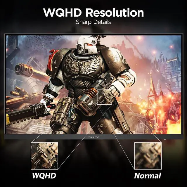 Alt view image 5 of 5 - KOORUI Gaming Monitor, 24" Fast IPS Computer Monitor, 180Hz QHD HDR400 Display, 1ms PC Screen, 90% DCI-P3 Color Gamut, Adaptive Sync, Ultra Slim Frame, VESA Mountable, HDMI 2.0, DP 1.4, G2421V