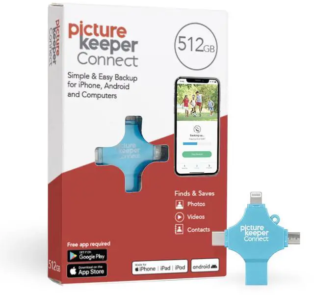 Main image of Picture Keeper Connect Photo & Video USB Flash Drive for Apple, Android & PC Devices, 512GB Thumb Drive (Turquoise, 512GB)