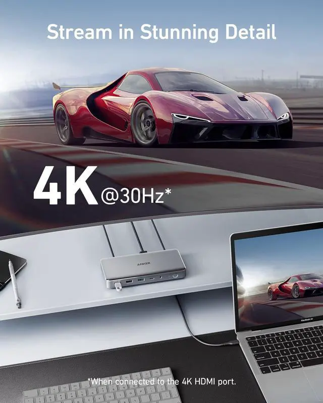 Alt view image 3 of 5 - Anker USB-C to Lightning New Nylon Cable, [6ft MFi Certified] (Silver) & Anker 563 USB C Docking Station (10-in-1), with Dual HDMI Ports and DisplayPort, 100W Charging for Laptop